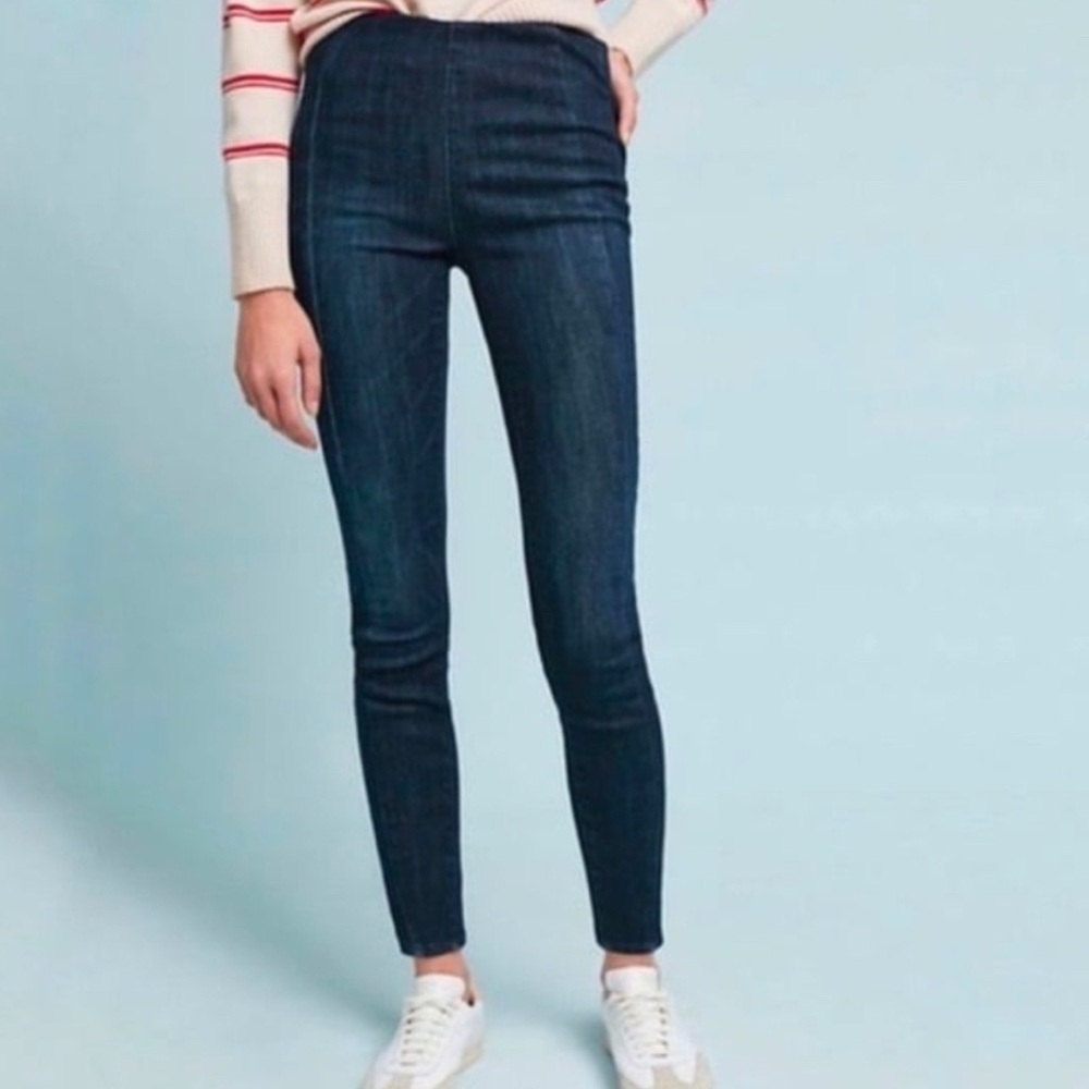 32 Anthropologie pilcro high rise denim leggings pull on jeans elastic waistband